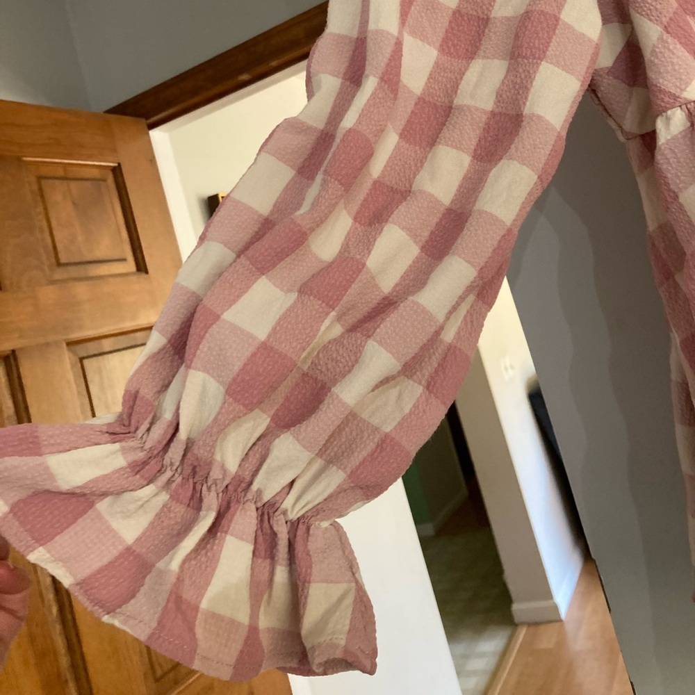 Entro Pink and White Checkered Blouse - Picture 3 of 6